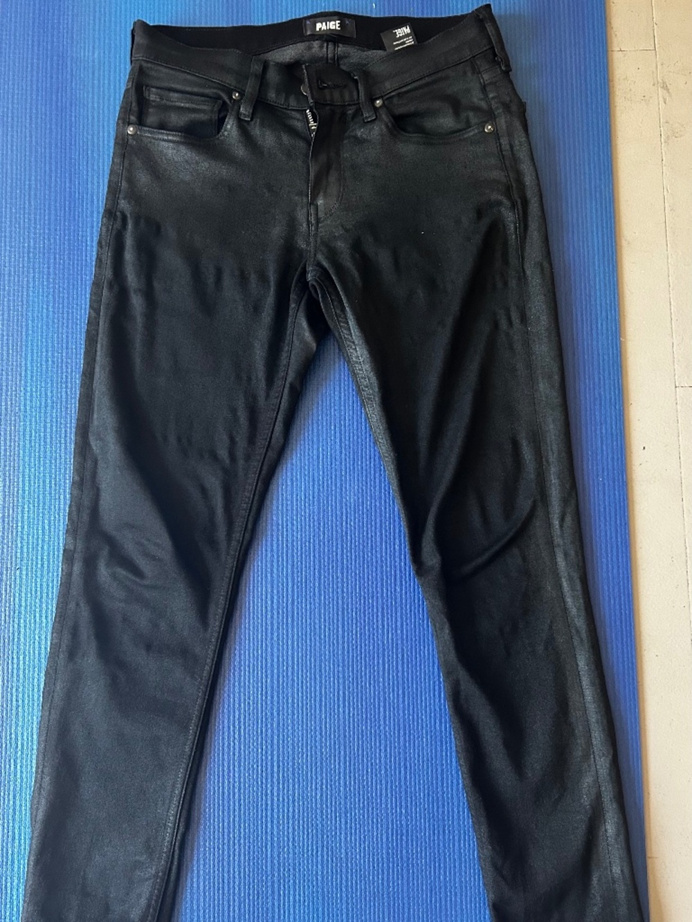 Paige stretchy coated black skinny jeans